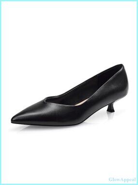 Women's Kitten Heel Pointed Toe Pumps 1 Inch Low Heel Dress Shoes